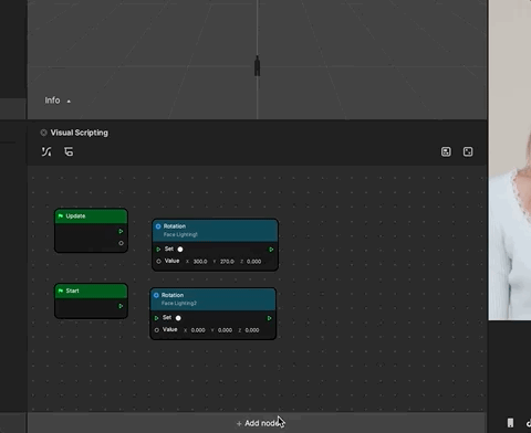 Adding Get Time Nodes to the Visual Scripting panel