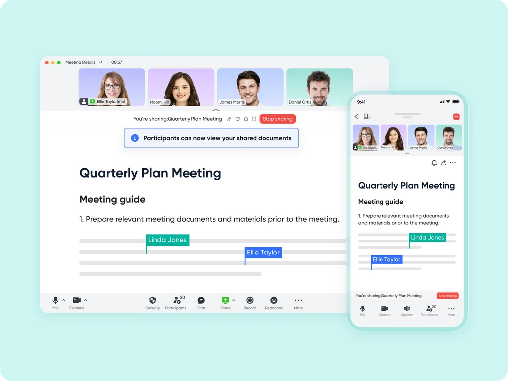 Lark Meetings collaborative interface, highlighting a platform designed for seamless teamwork and cooperative engagement.