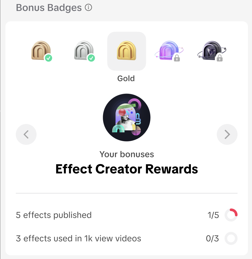 Bonus Badges overview in Effect Creator Center