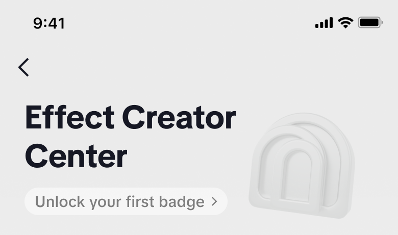 Effect Creator Center display for users who have not unlocked any badges