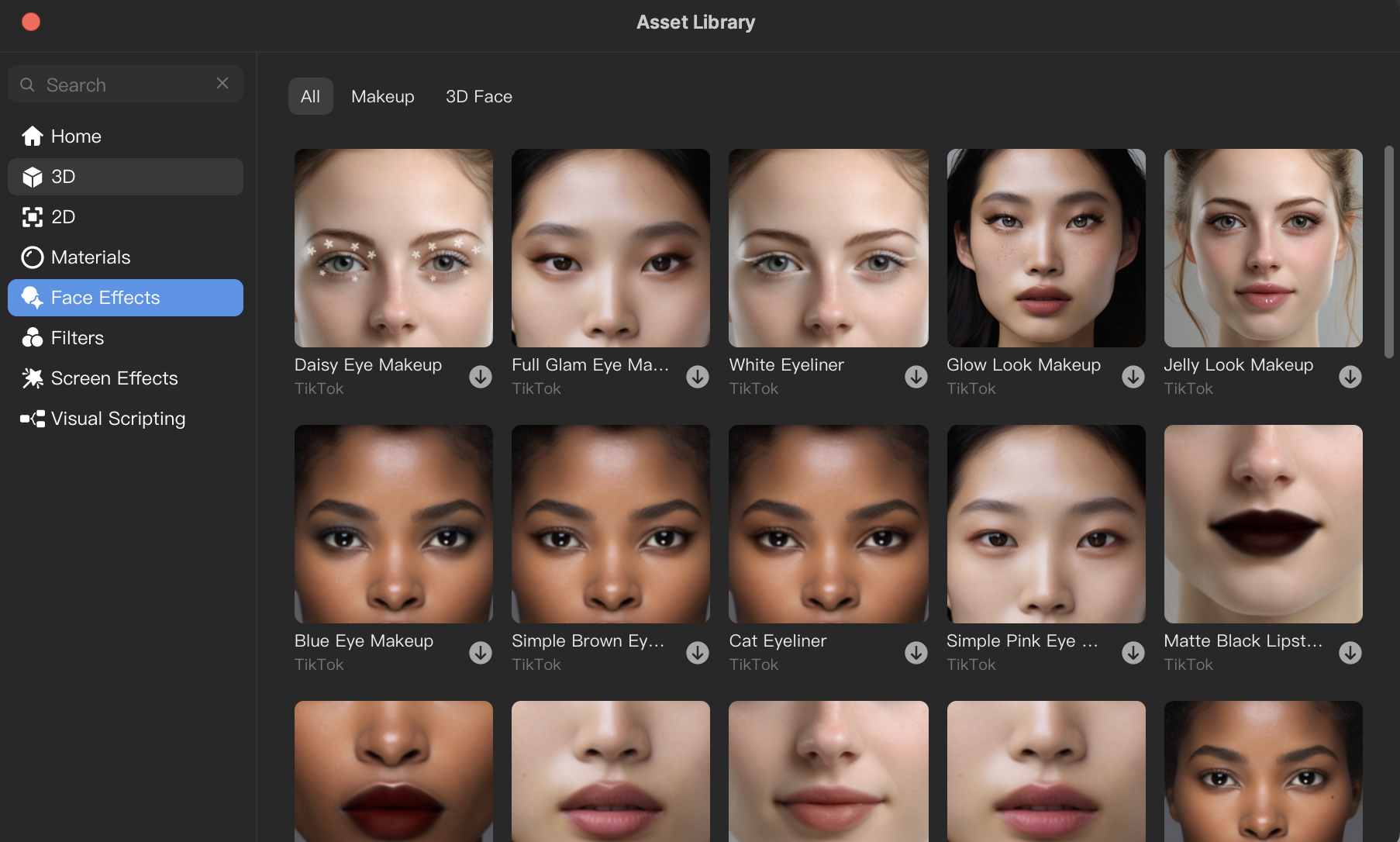 makeup in asset library