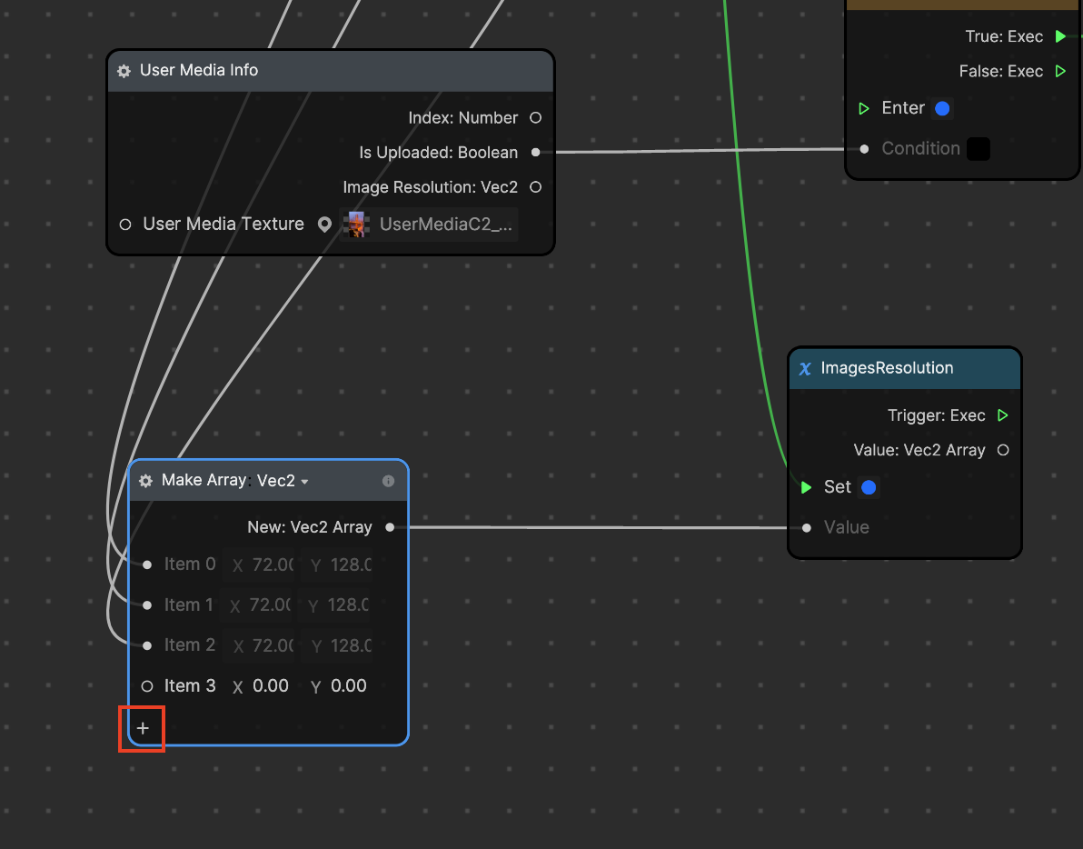 click add array item