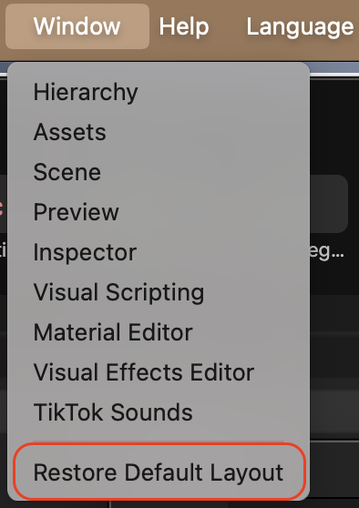 restore default layout