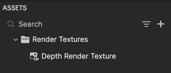 depth render texture in assets panel