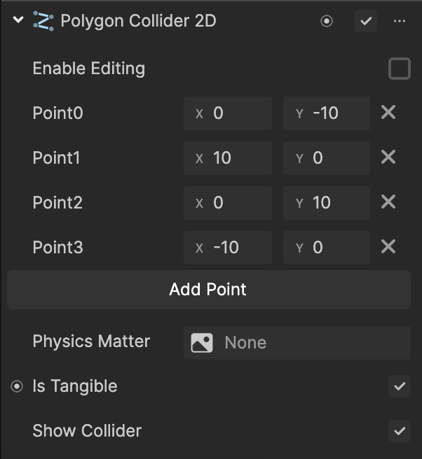 polygon collider properties