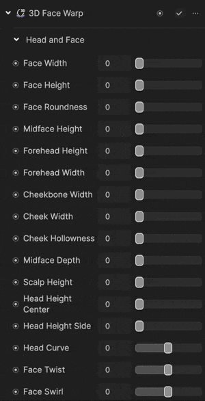 3d face warp properties