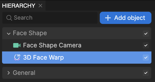 add 3d face hierarchy panel