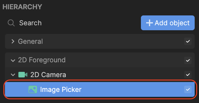 image picker hierarchy panel