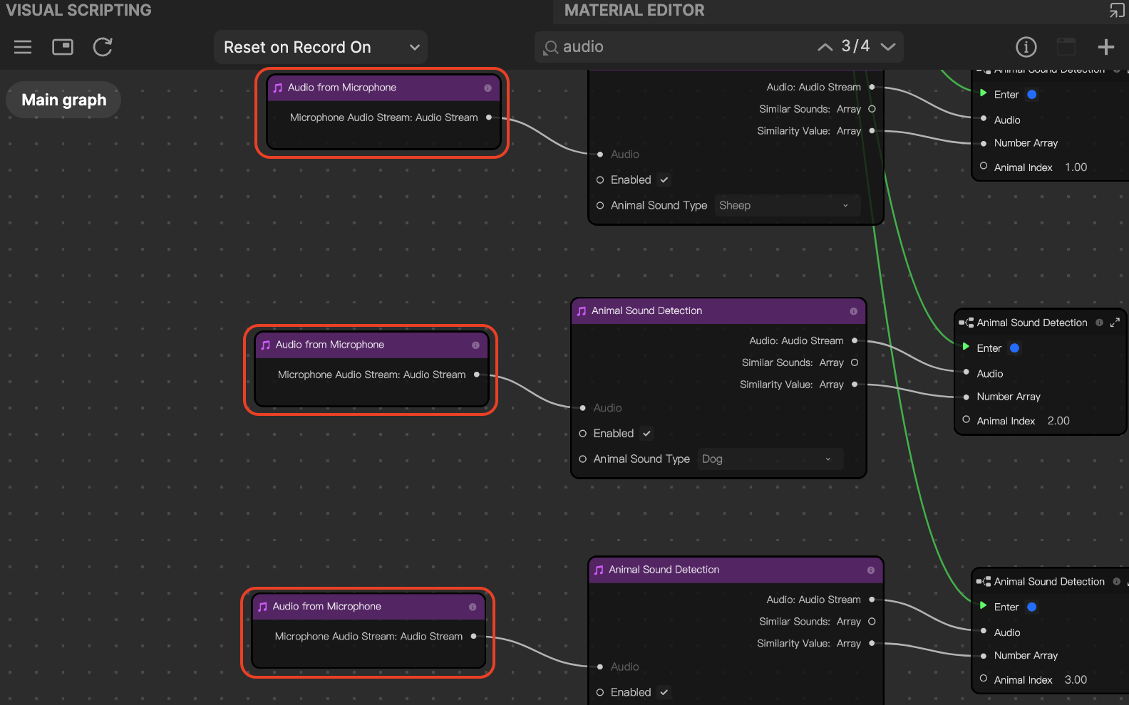 multiple audio from microphone nodes