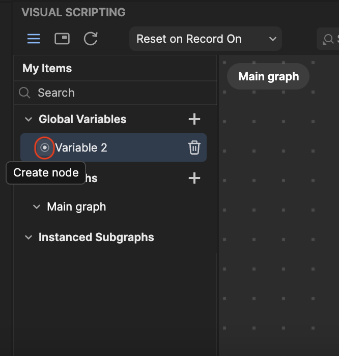 create variable node